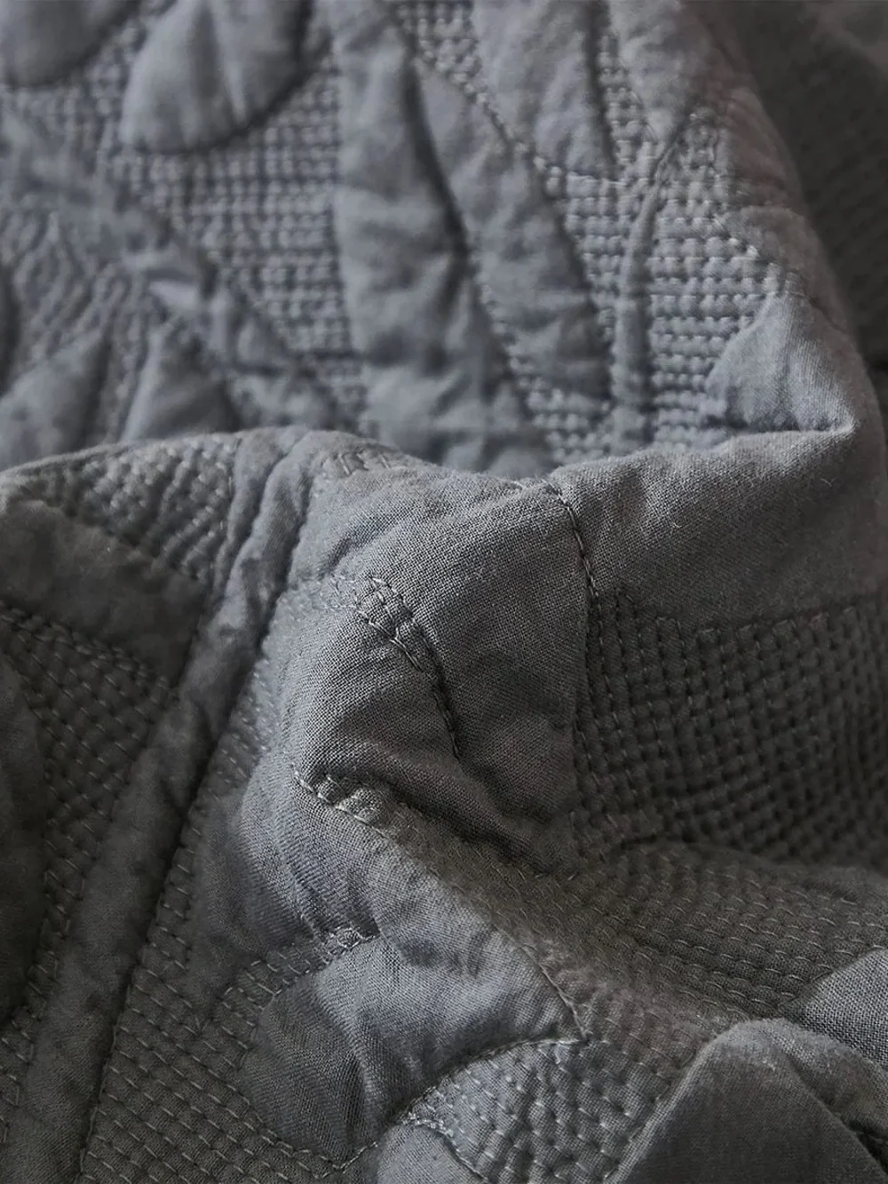 Gray Quilted Cotton king 3 piece  Bedspread Set - Elegant Solid Gray Bedding